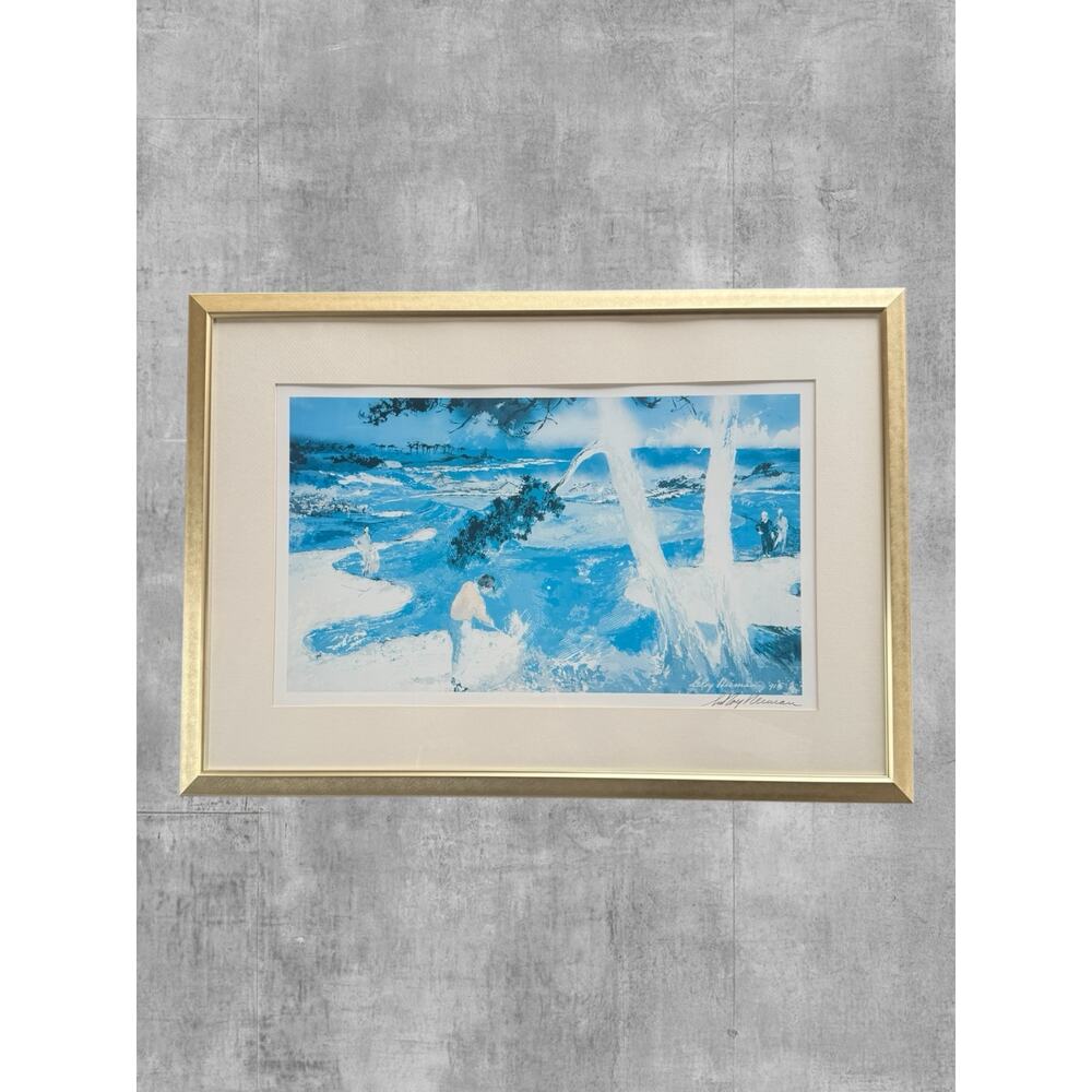 LeRoy Neiman 1992 AT&T Pebble Beach National Pro-Am Golf Poster Framed 18th Hole